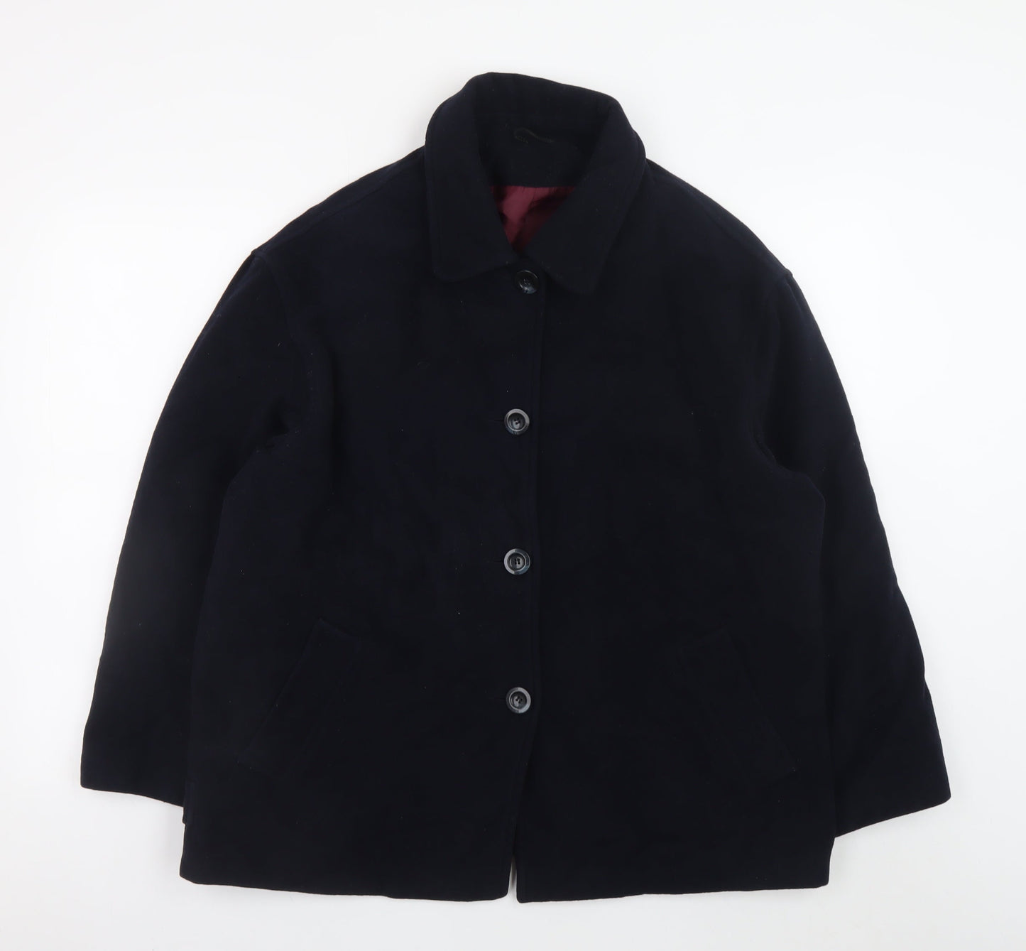 Dorothy Perkins Women's Black Wool Cashmere Blend Overcoat UK 14