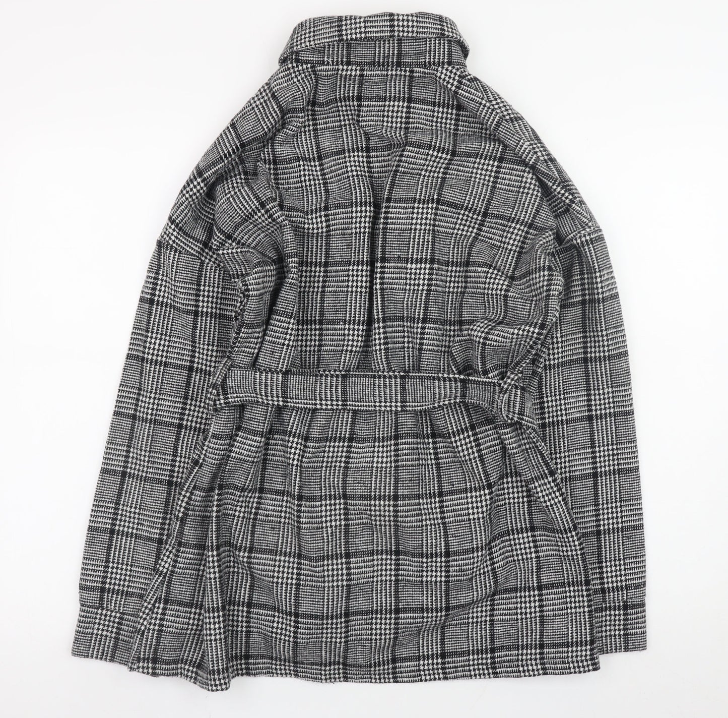 New Look Women Grey Check Belted Shacket Jacket Size 12