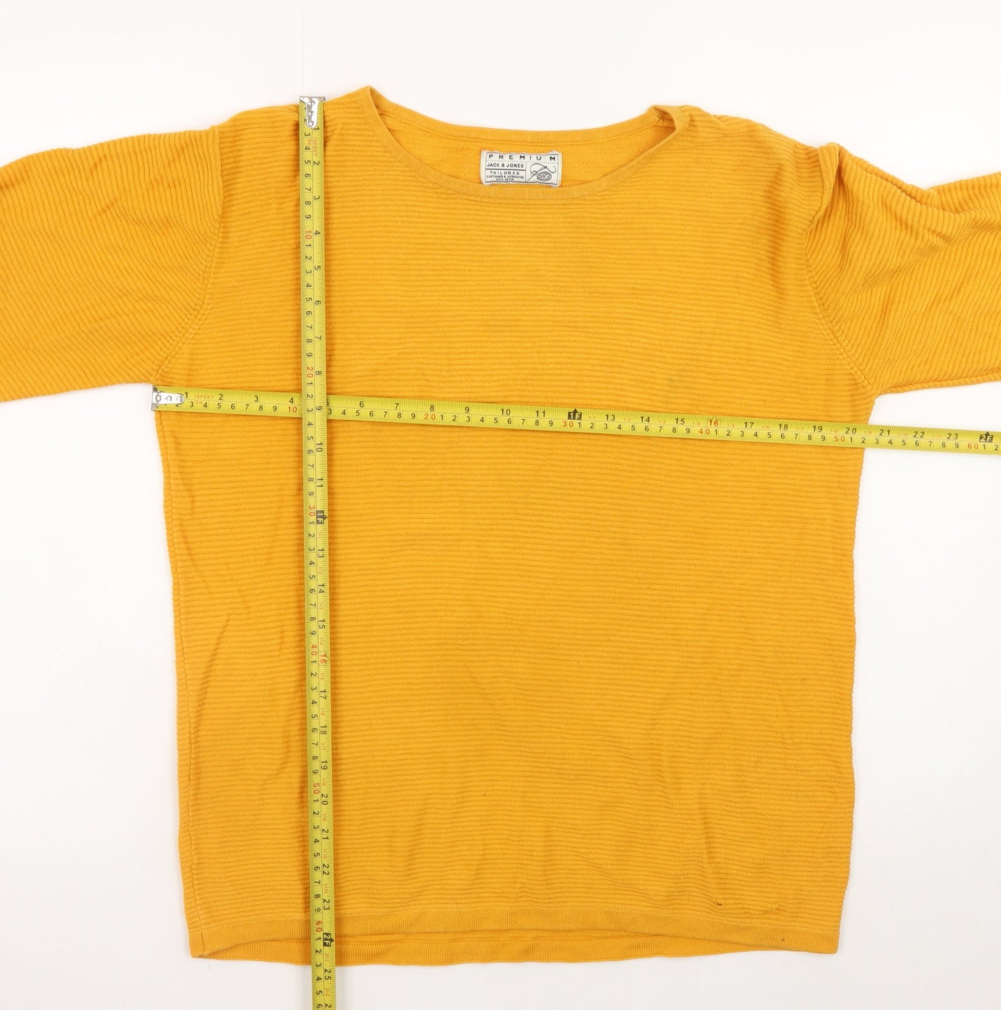 Jack & Jones Unisex Yellow Cotton Crew Neck Jumper Medium