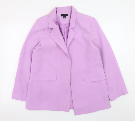 New Look Women Purple Blazer UK 14 Mid-Length Lined Jacket