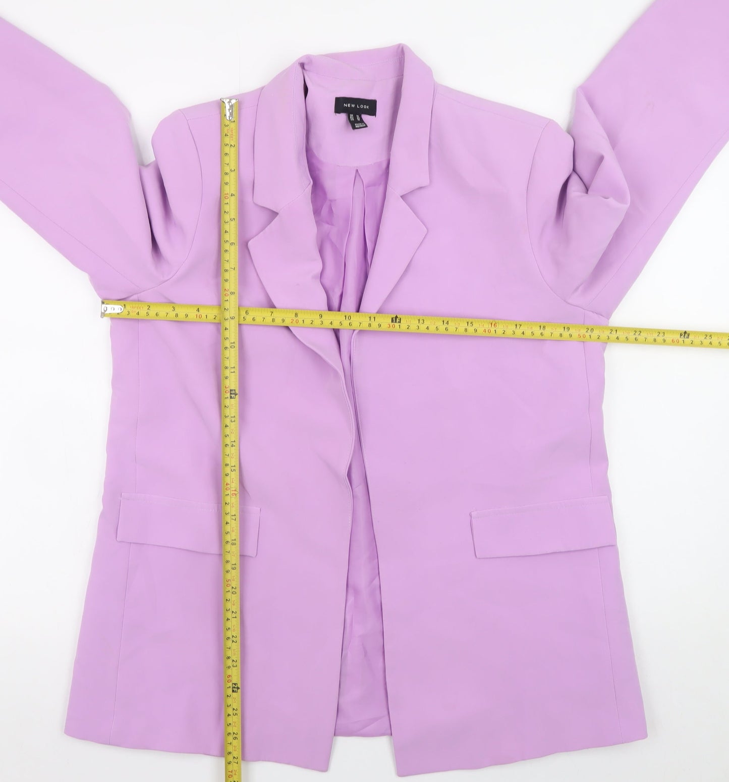 New Look Women Purple Blazer UK 14 Mid-Length Lined Jacket