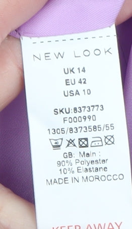 New Look Women Purple Blazer UK 14 Mid-Length Lined Jacket