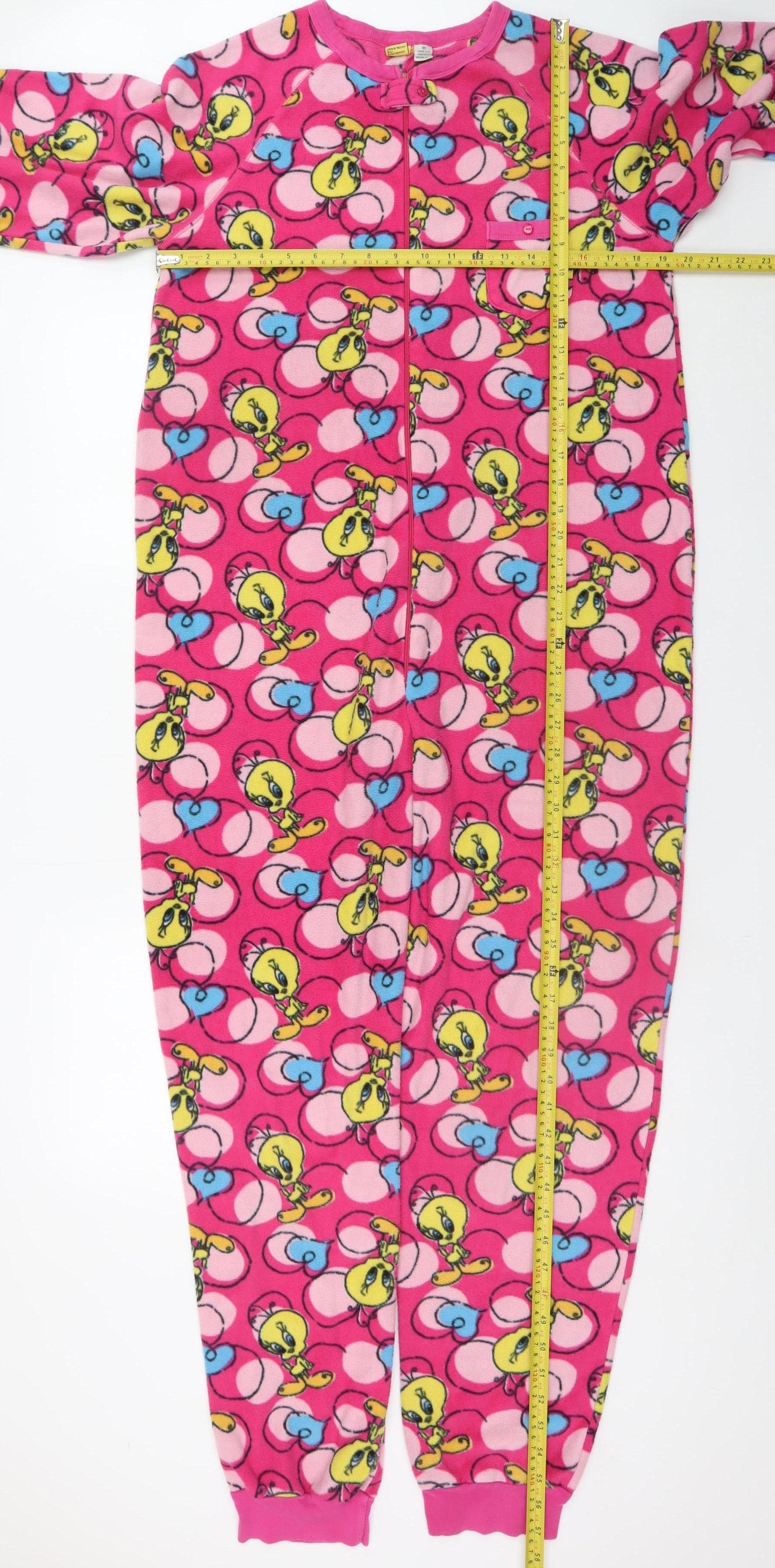 Tweety Women's Pink Fleece One Piece Pyjamas Size 12-14
