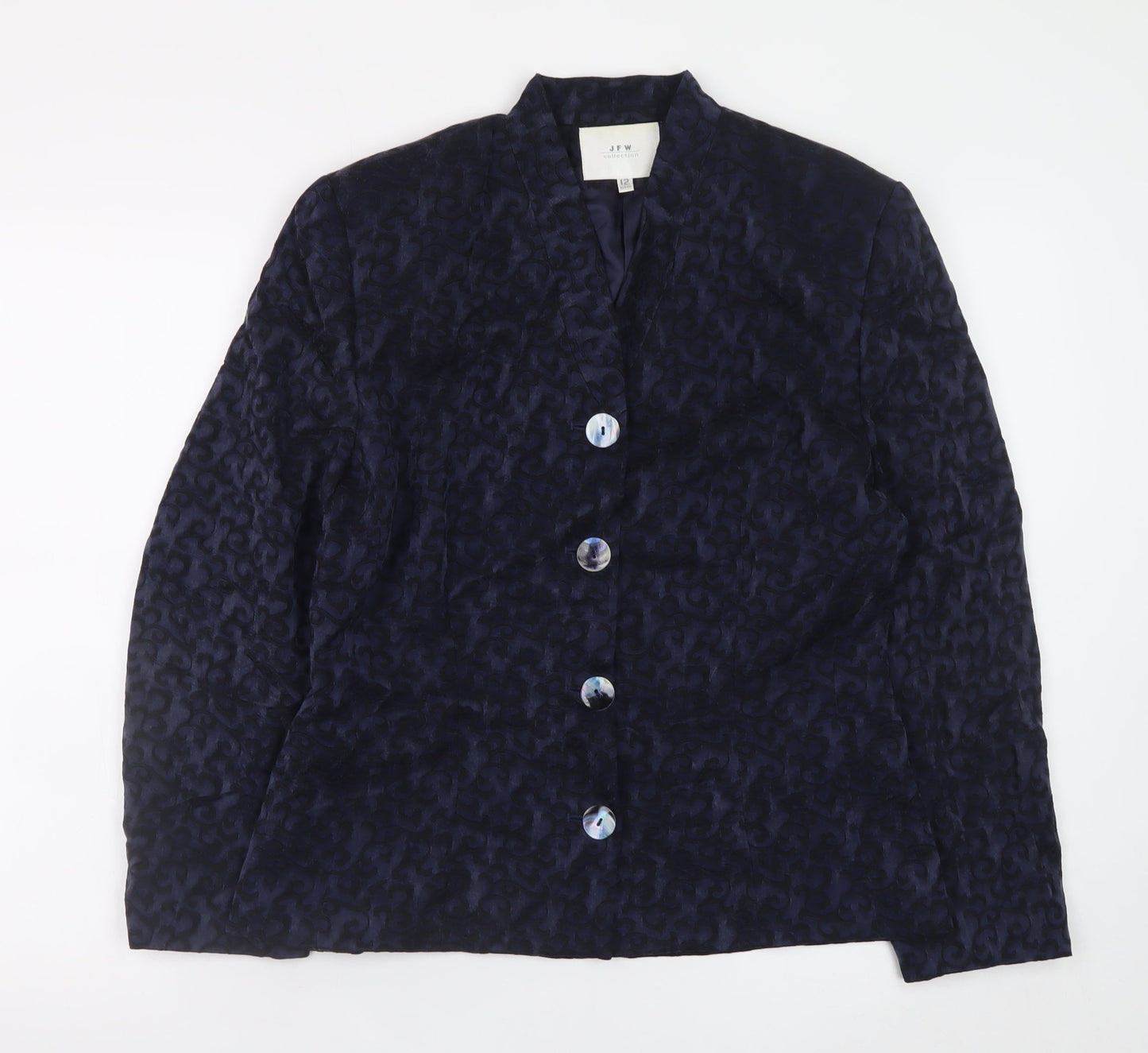 JFW Collection Women's Blue Velvet Button Blazer Size 12