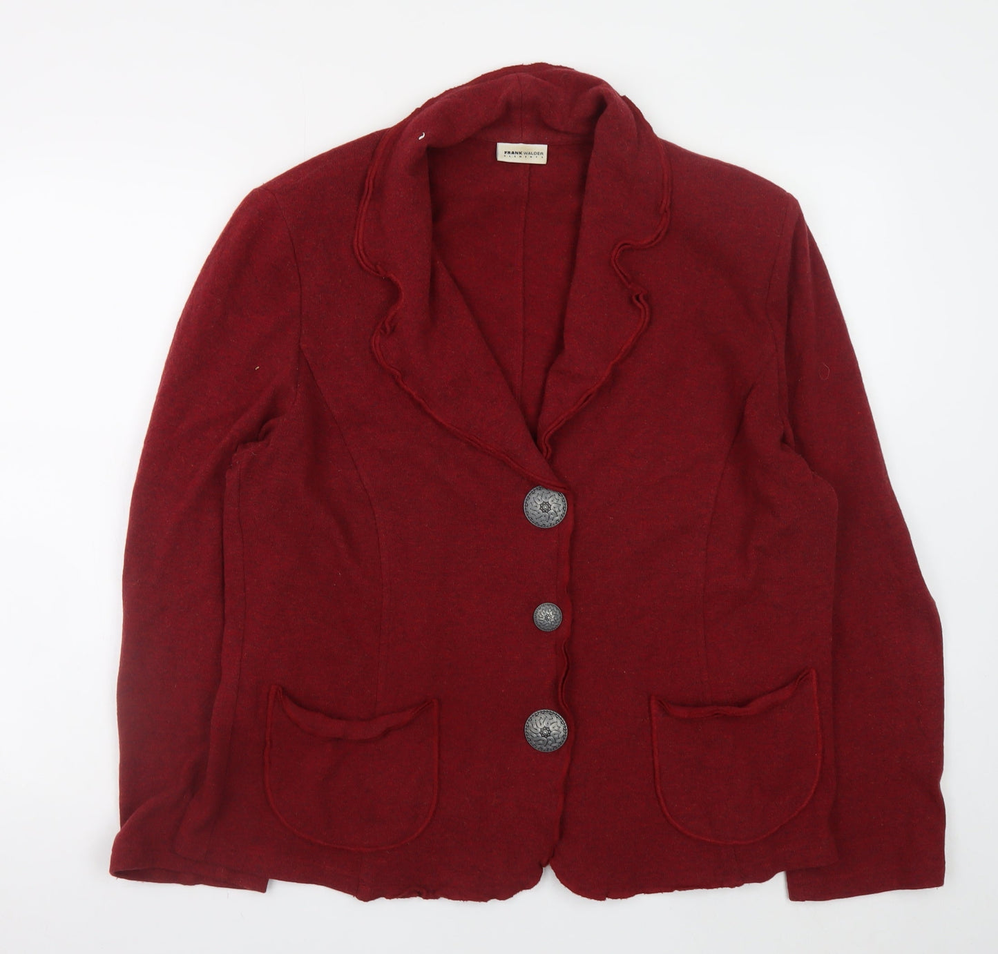 Frank Walder Women’s Red Wool Blend Blazer Jacket Size 18