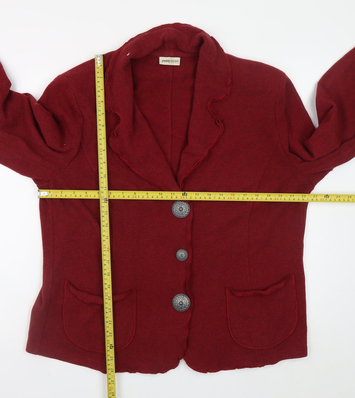 Frank Walder Women’s Red Wool Blend Blazer Jacket Size 18
