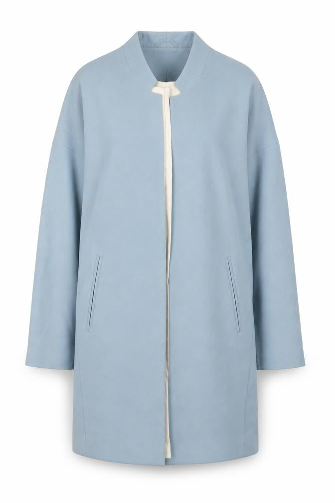 Atmosphere Women Blue Long Overcoat Size 8 Classic Lightweight