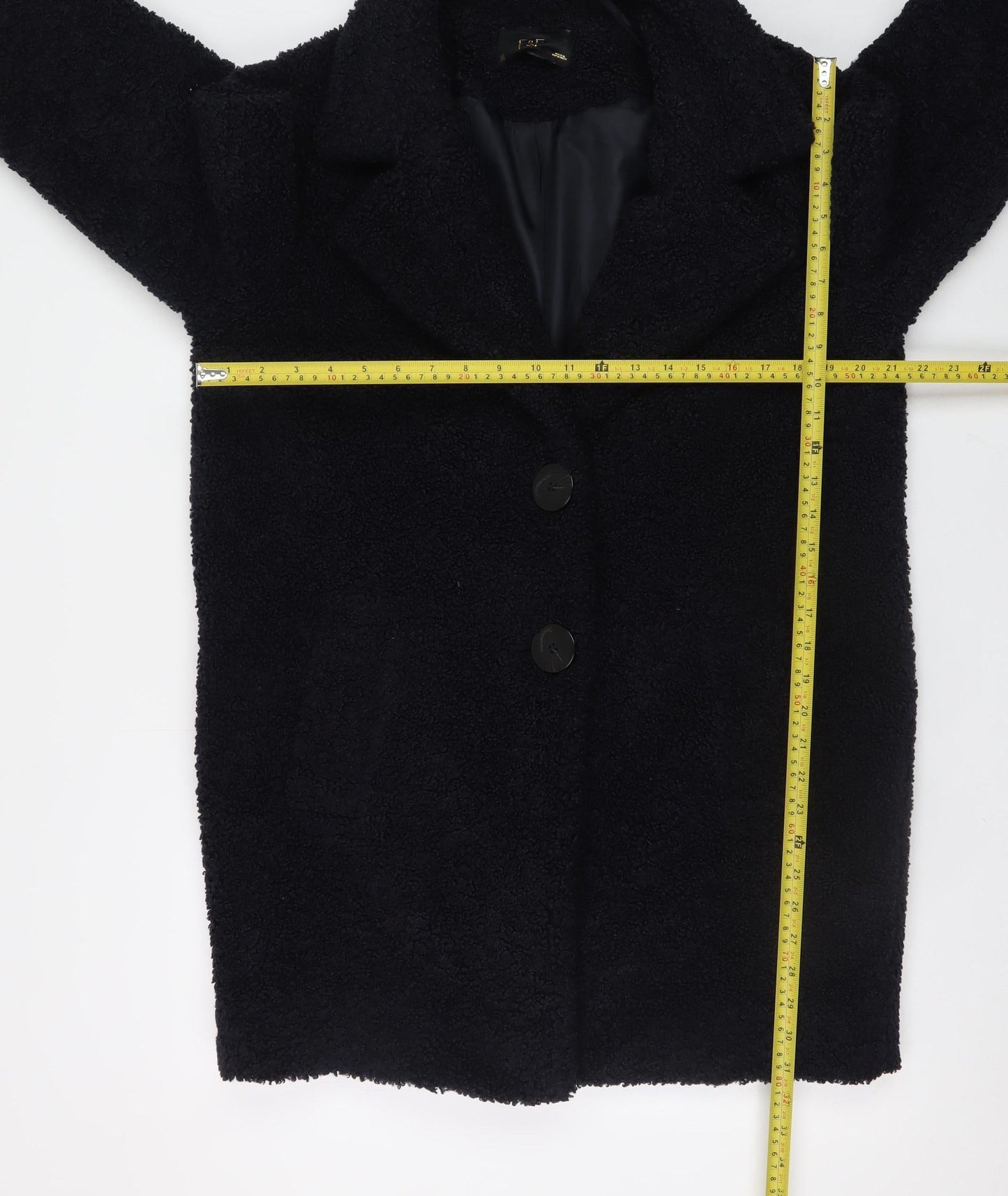 F&F Women Black Teddy Mid-Length Coat Size 10