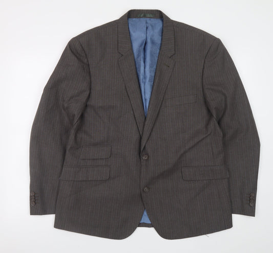 Taylor & Wright Men's Brown Pinstripe Tailored Fit Wool Blazer 44S