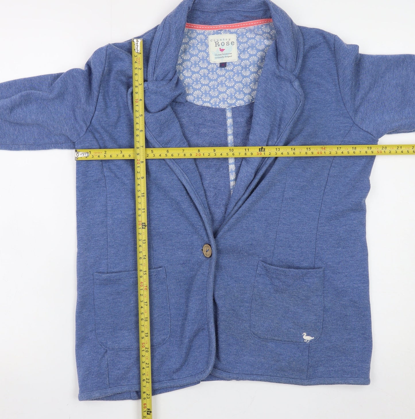Country Rose Women Blue Size 12 Jersey Blazer Jacket
