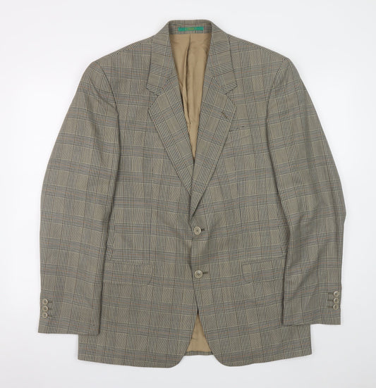 Canda Men's Brown Check Wool Blazer 38in Classic Fit Mid-Length