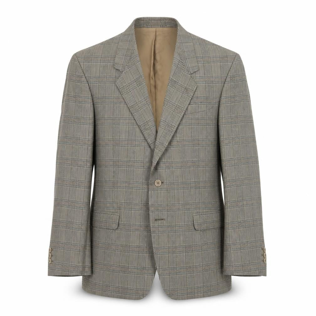 Canda Men's Brown Check Wool Blazer 38in Classic Fit Mid-Length