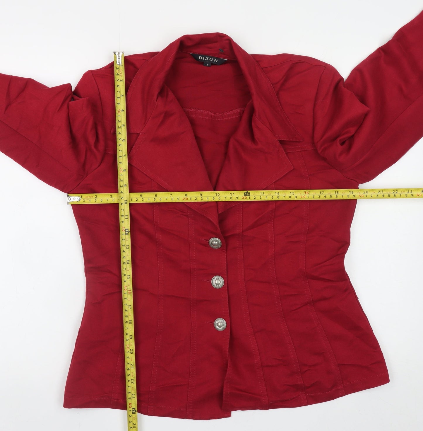 DIJON Women's Red Cotton Classic Blazer Size 12