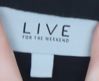 LIVE FOR THE WEEKEND Men's Black Henley Long Sleeve Cotton T-Shirt 2XL