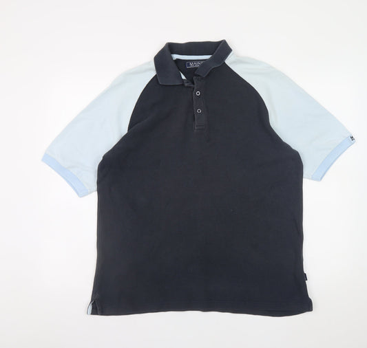 Maine New England Men’s Blue Colourblock Cotton Polo Shirt Size L