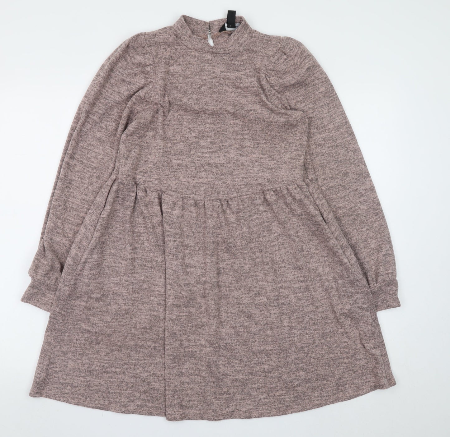 New Look Women Brown Knit Fit & Flare Dress Size 8 Long Sleeve