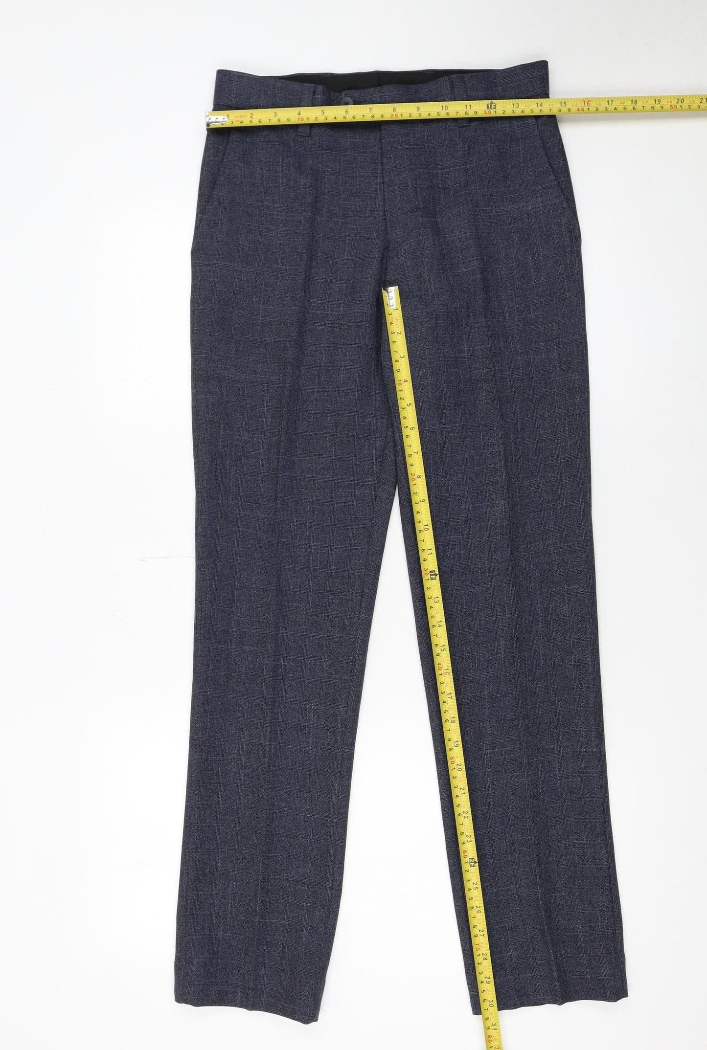 Next Men's Blue Polyester Dress Pants Trousers 28W 31L Regular Fit