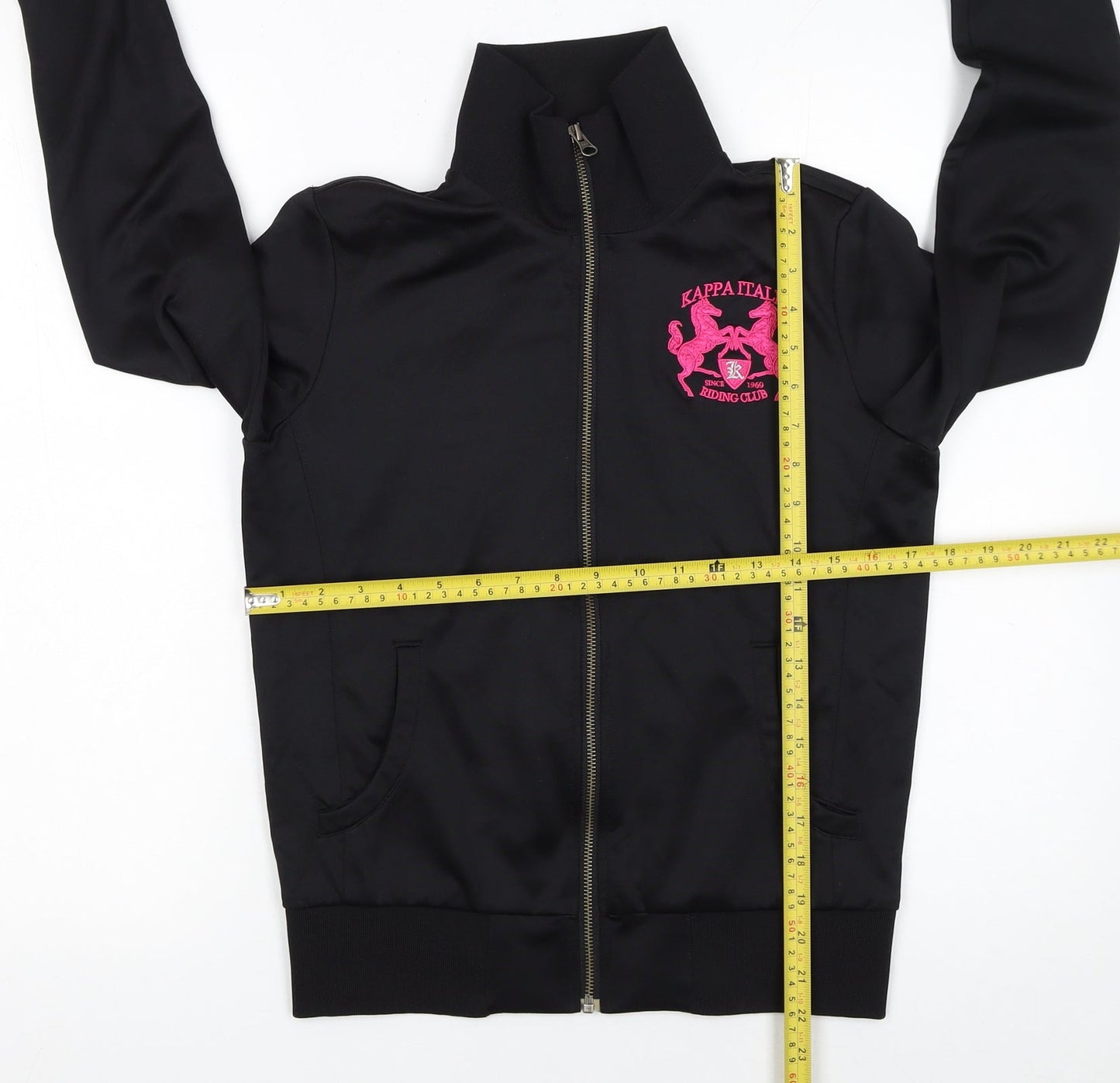 Kappa Women’s Black Track Jacket L Riding Club Logo Zip Front