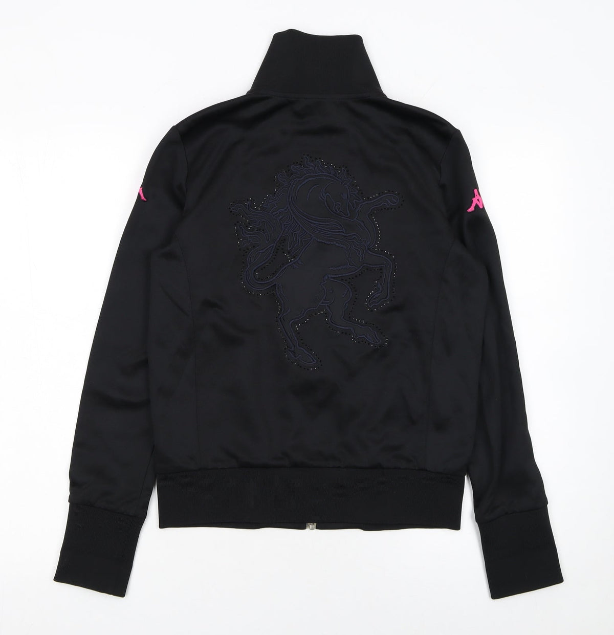 Kappa Women’s Black Track Jacket L Riding Club Logo Zip Front