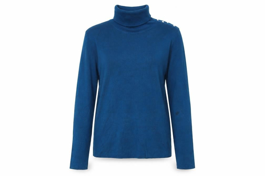 M&Co Women’s Blue Roll Neck Pullover Jumper XL Knit Long Sleeve