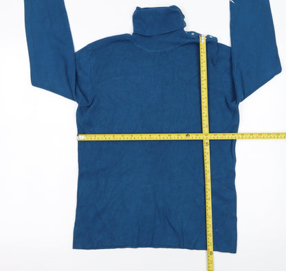 M&Co Women’s Blue Roll Neck Pullover Jumper XL Knit Long Sleeve