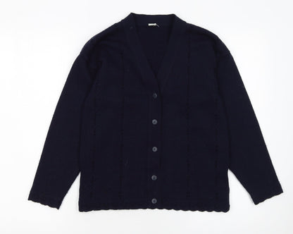 Adams Girls Blue Acrylic Button-Up Knit Cardigan 10 Years