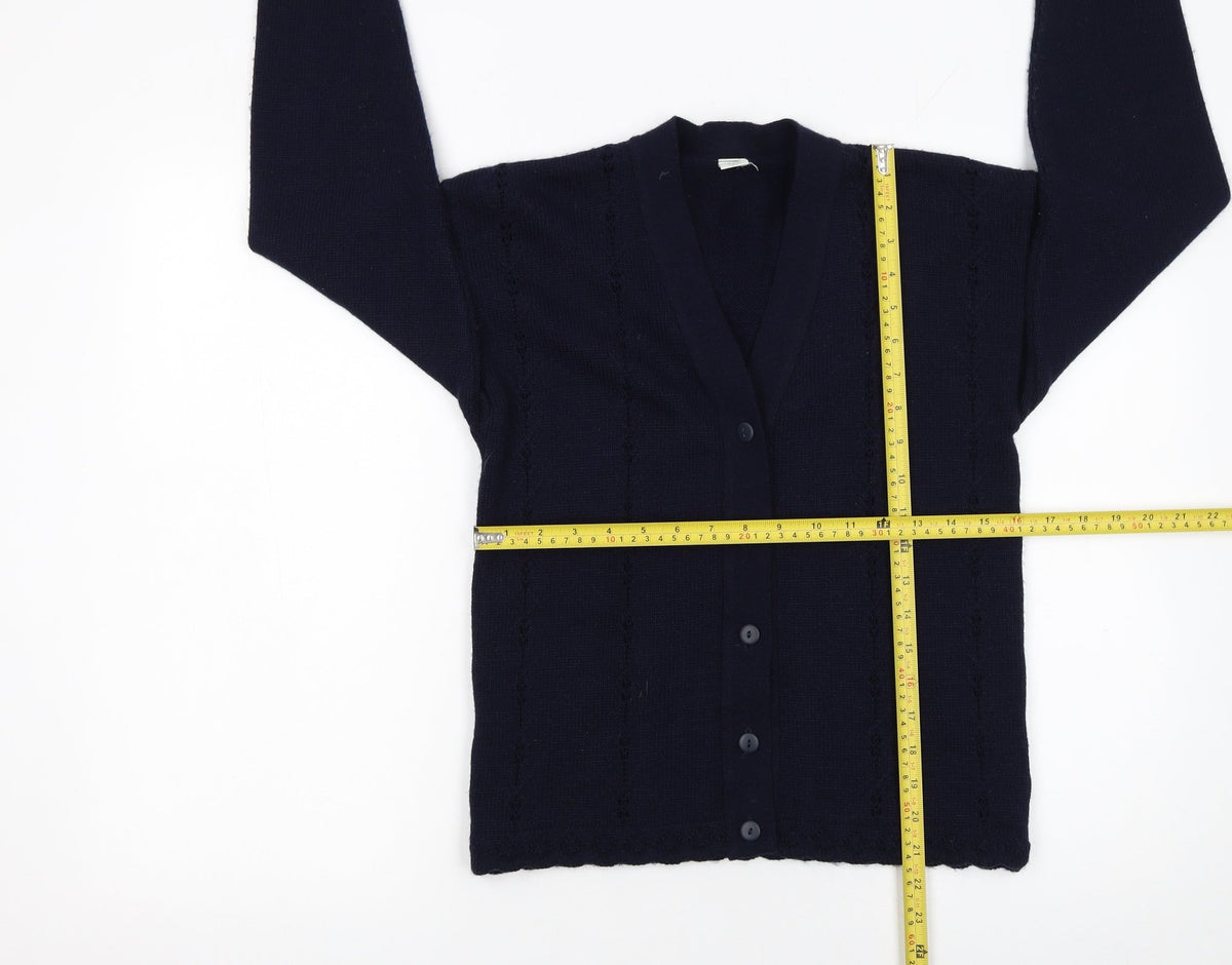 Adams Girls Blue Acrylic Button-Up Knit Cardigan 10 Years