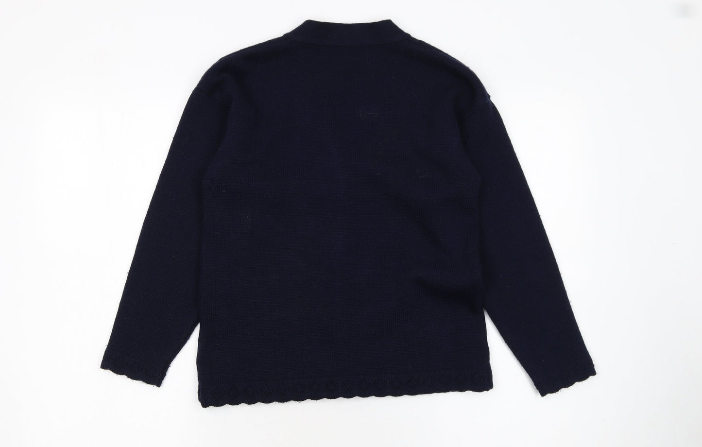 Adams Girls Blue Acrylic Button-Up Knit Cardigan 10 Years