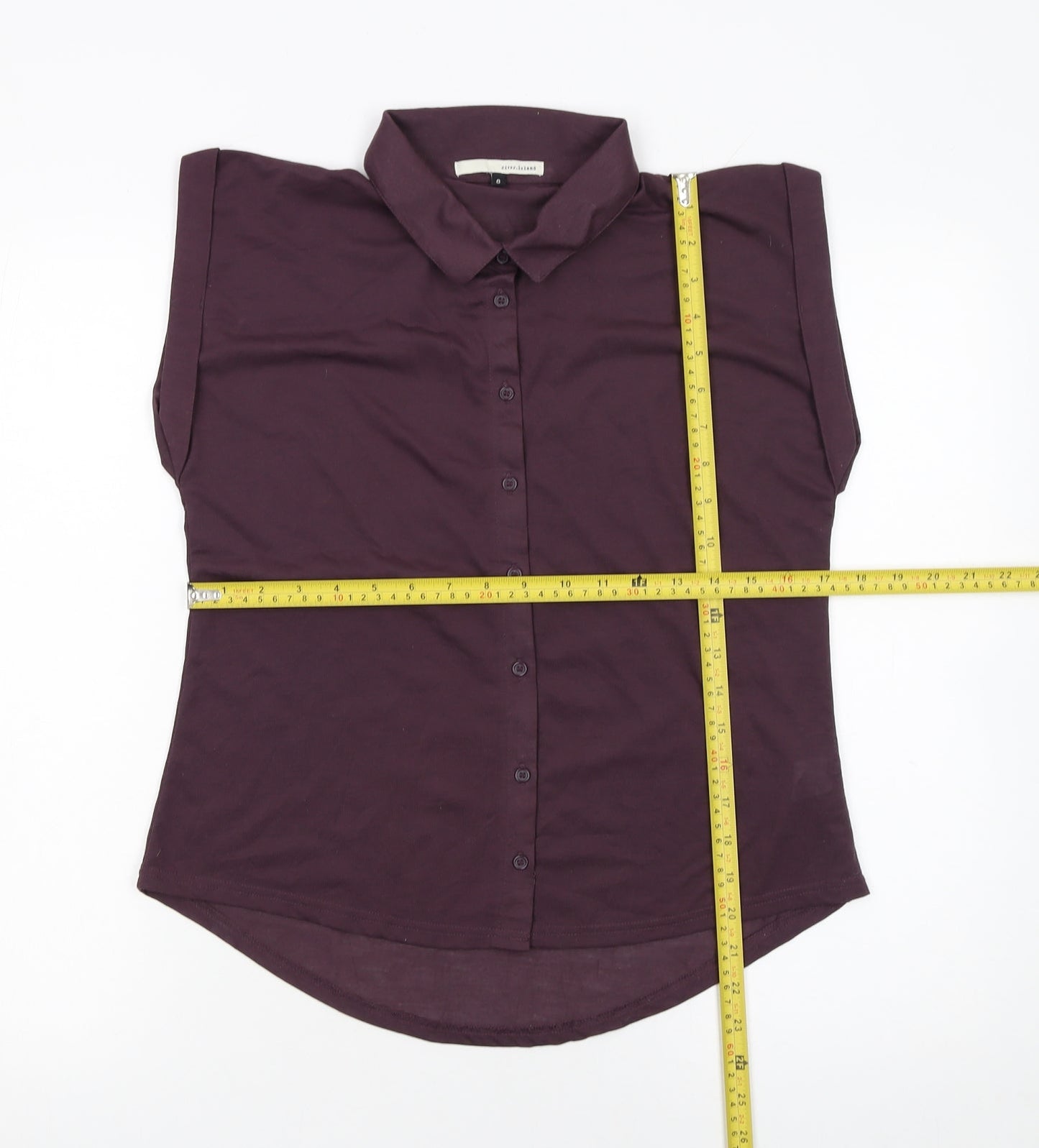River Island Women's Purple Button-Up Collared Sleeveless Blouse Size 8