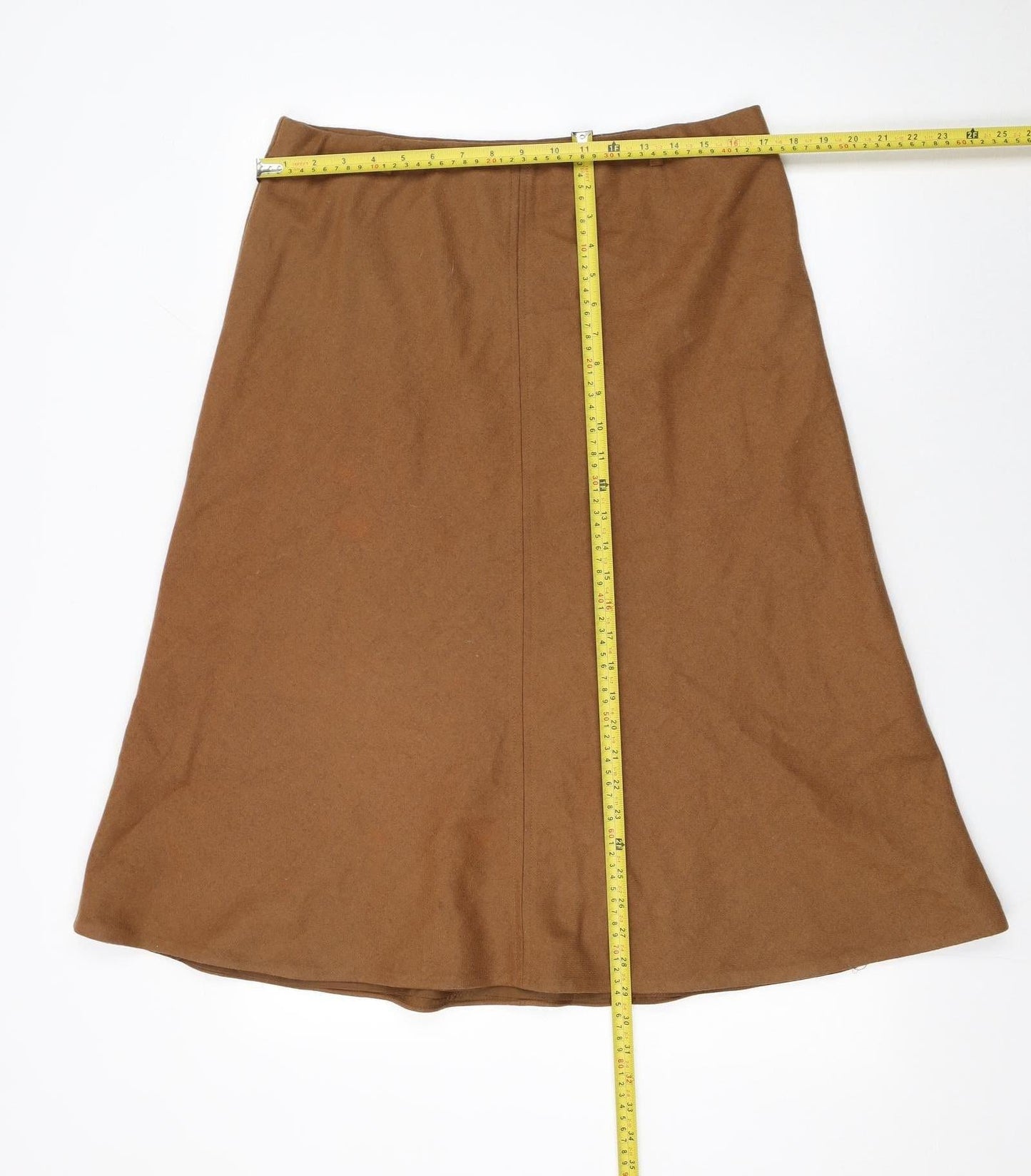 Marks and Spencer Womens Brown Wool Blend A-Line Skirt Size 14