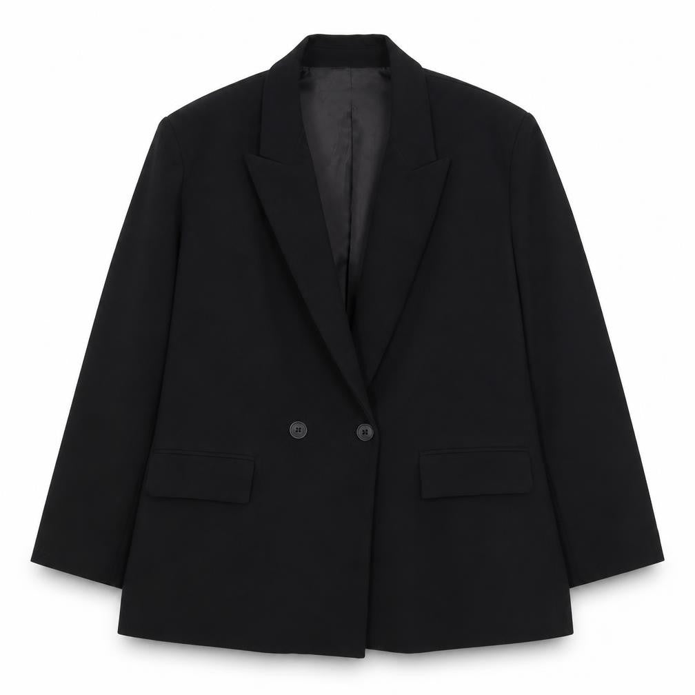 Zara Women Black XL Single-Breasted Blazer Jacket