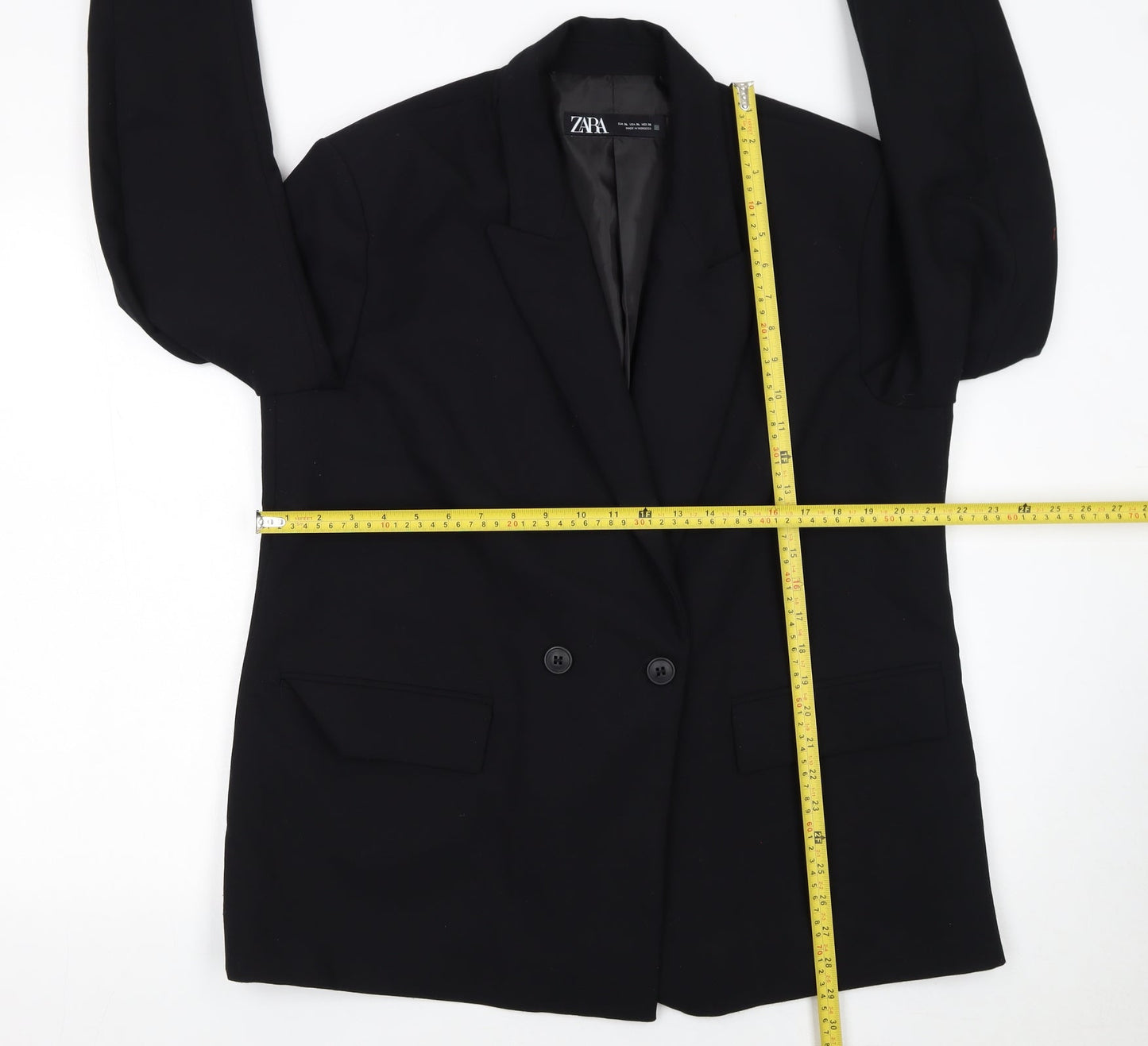 Zara Women Black XL Single-Breasted Blazer Jacket