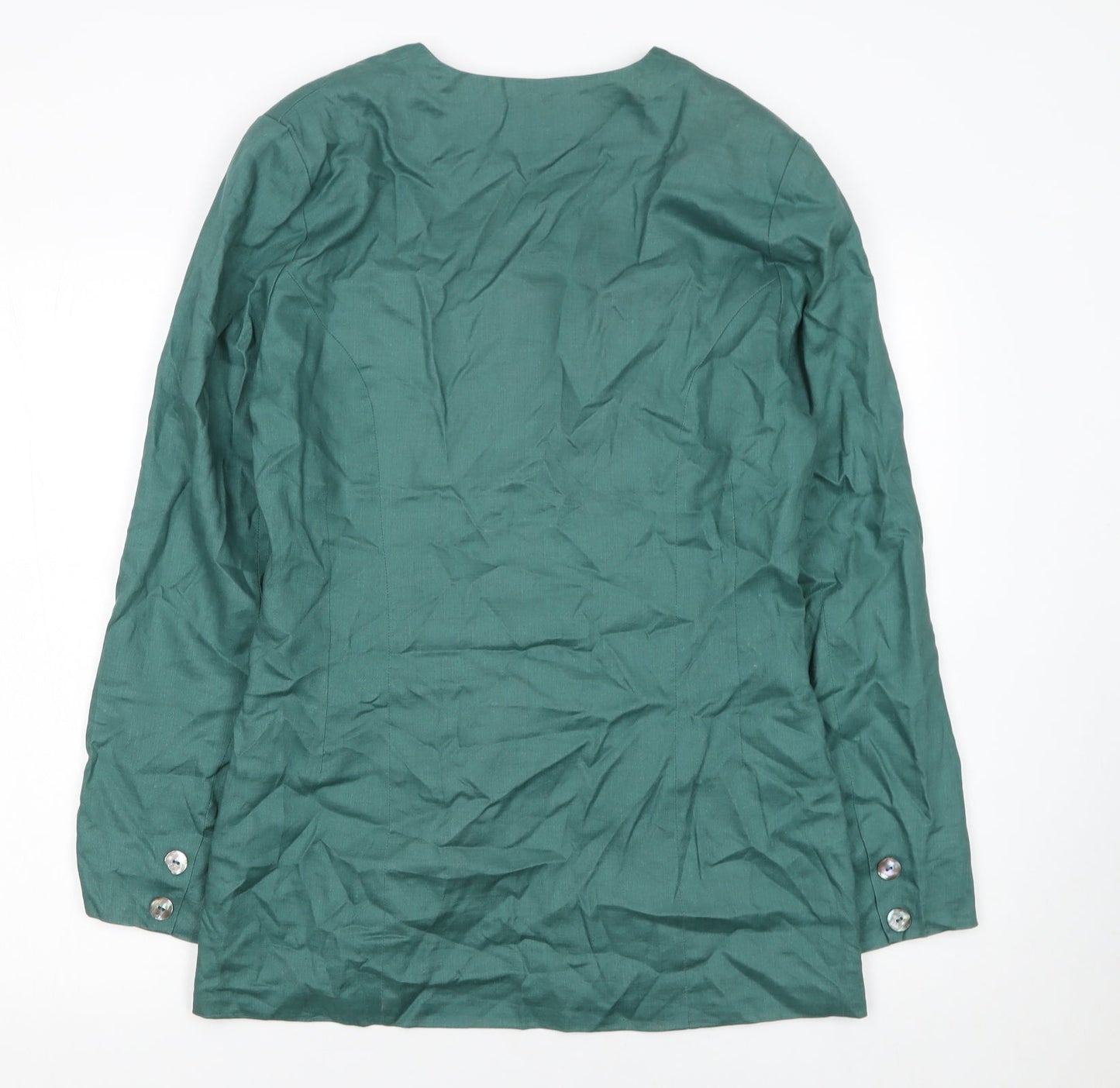 Monsoon Women’s Green Linen Suit Jacket Size 14 Classic Tailored Blazer
