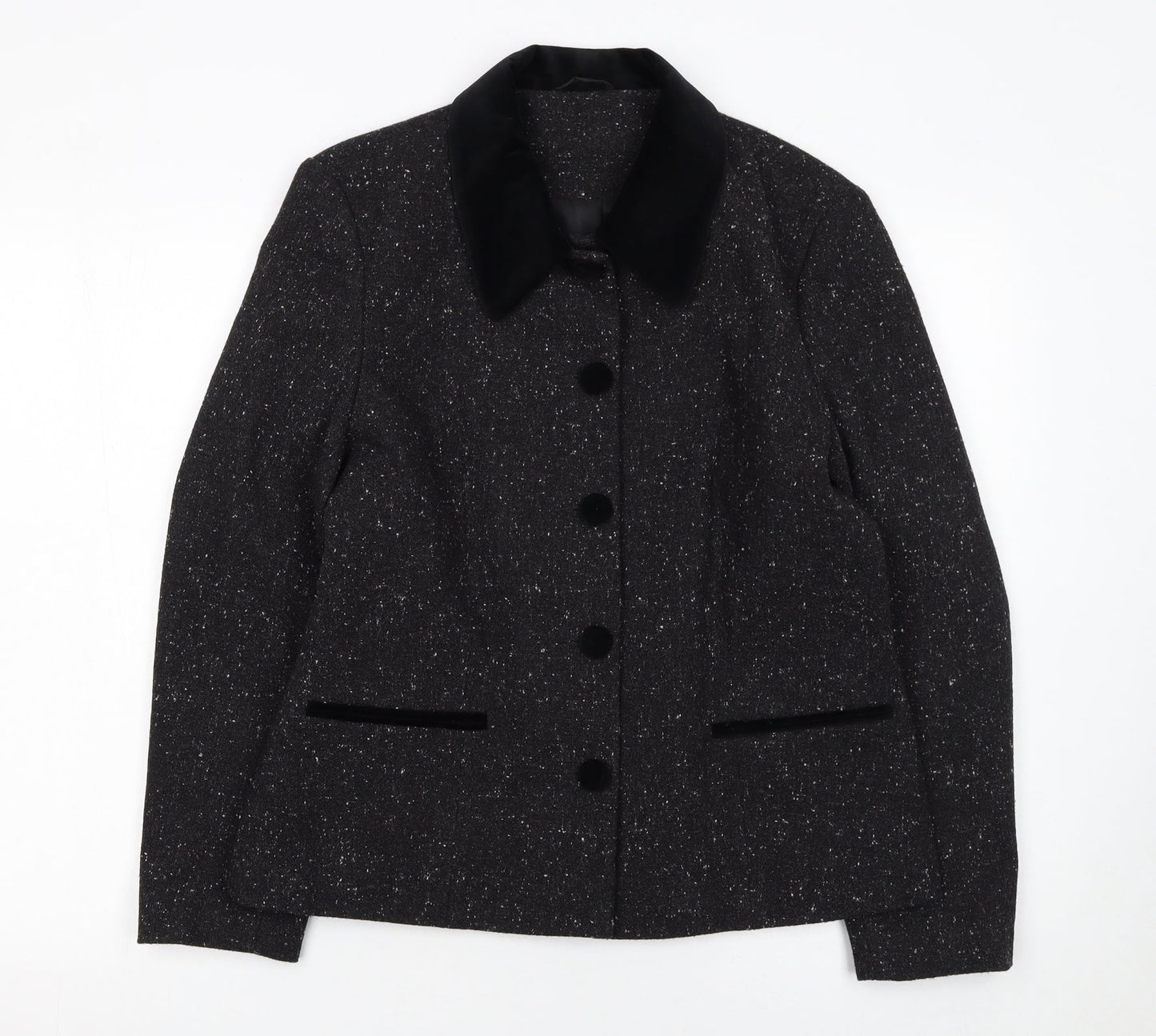Berkertex Women's Grey Wool Blend Button Jacket Size 14 Classic Style