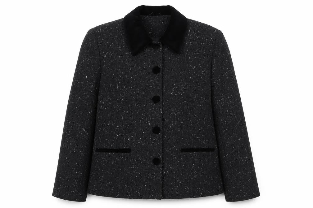 Berkertex Women's Grey Wool Blend Button Jacket Size 14 Classic Style