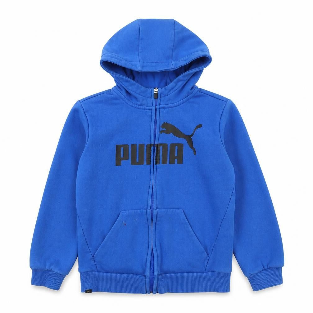 Puma Boys Blue Full Zip Hoodie 6-7 Years Fleece Lined Hooded Sweatshirt