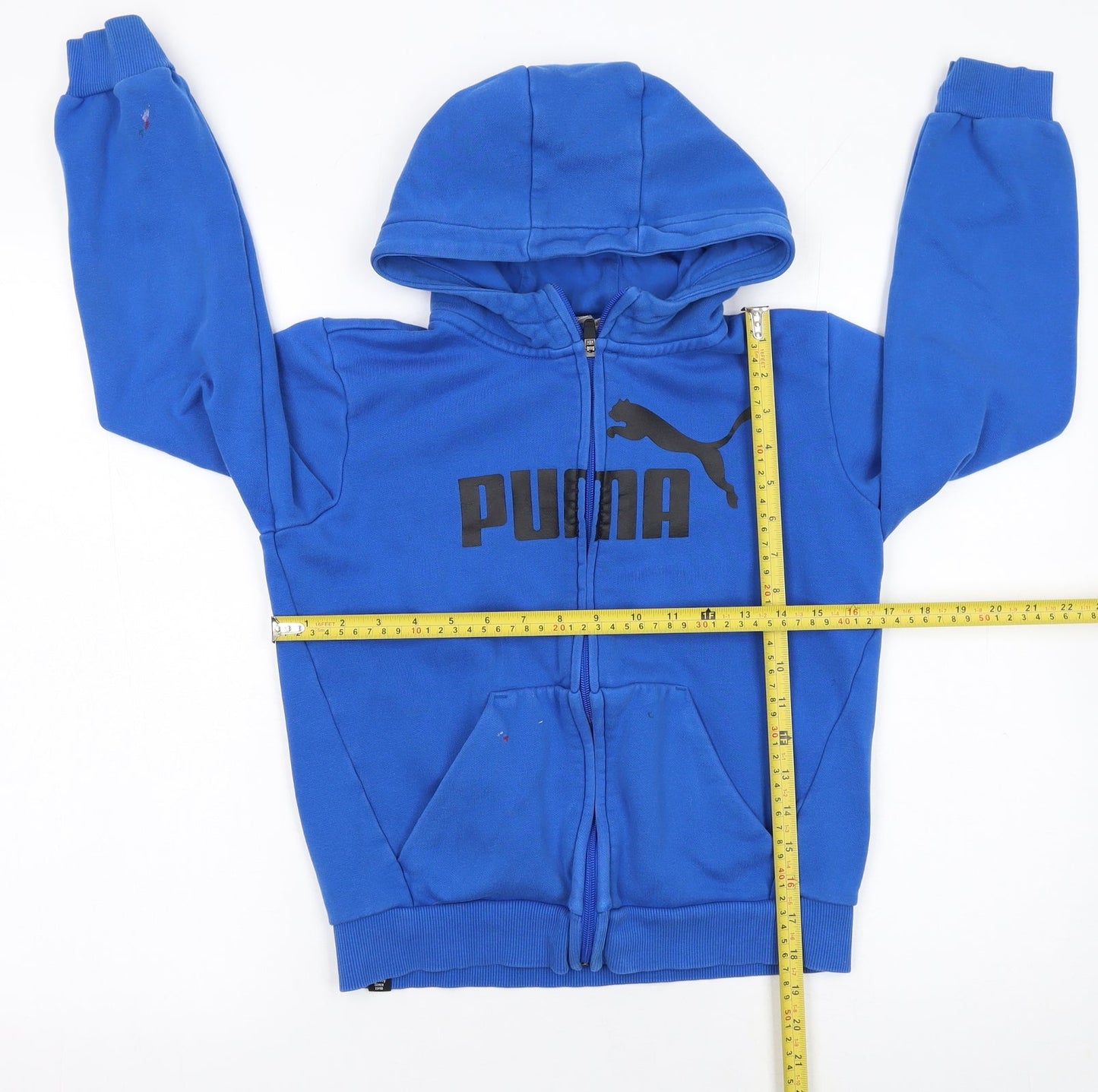 Puma Boys Blue Full Zip Hoodie 6-7 Years Fleece Lined Hooded Sweatshirt