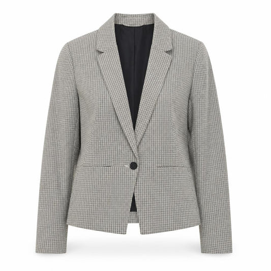 Marks & Spencer Women Grey Checked Single-Breasted Blazer Size 12