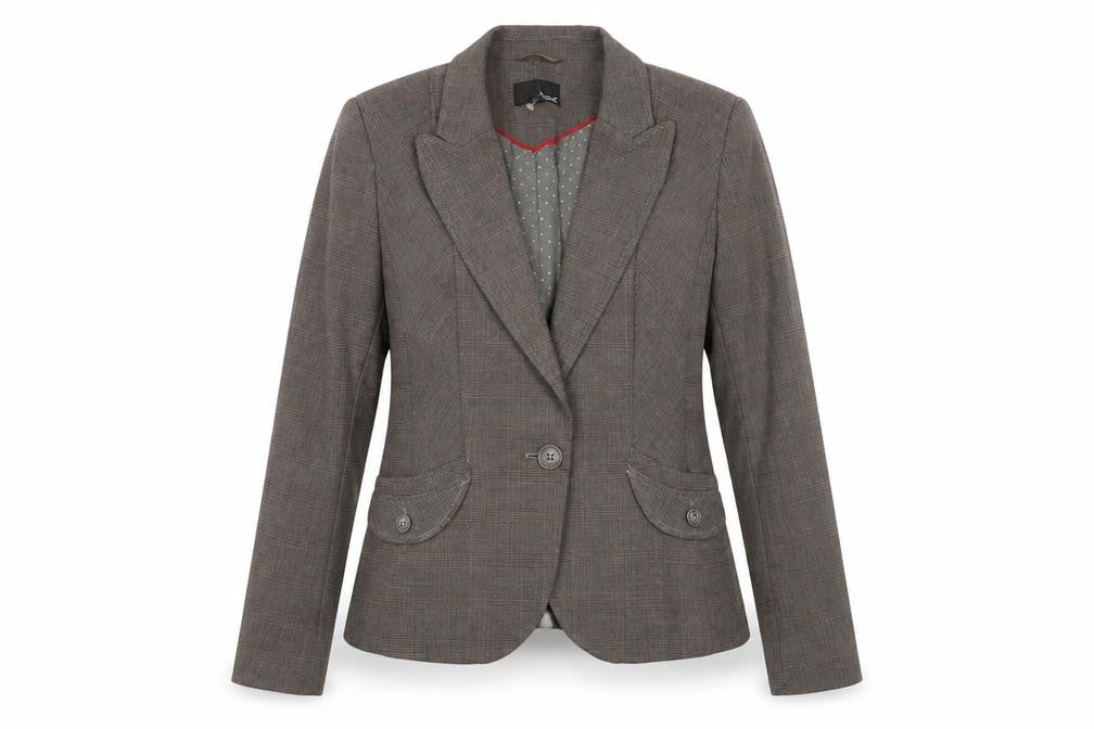 Next Women Brown Check Blazer Size 14 Tailored Single-Breasted Jacket