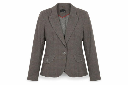 Next Women Brown Check Blazer Size 14 Tailored Single-Breasted Jacket
