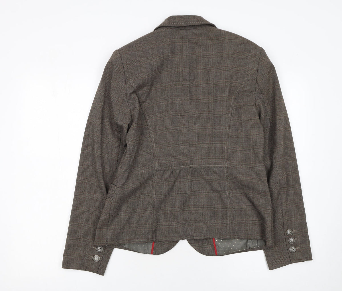 Next Women Brown Check Blazer Size 14 Tailored Single-Breasted Jacket