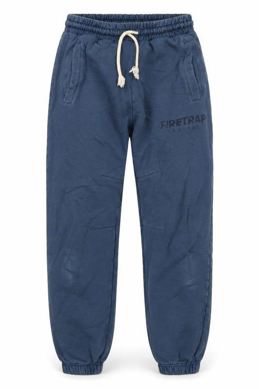 Firetrap Men's Blue Cotton Joggers Size S Elastic Waist Casual Tapered Fit