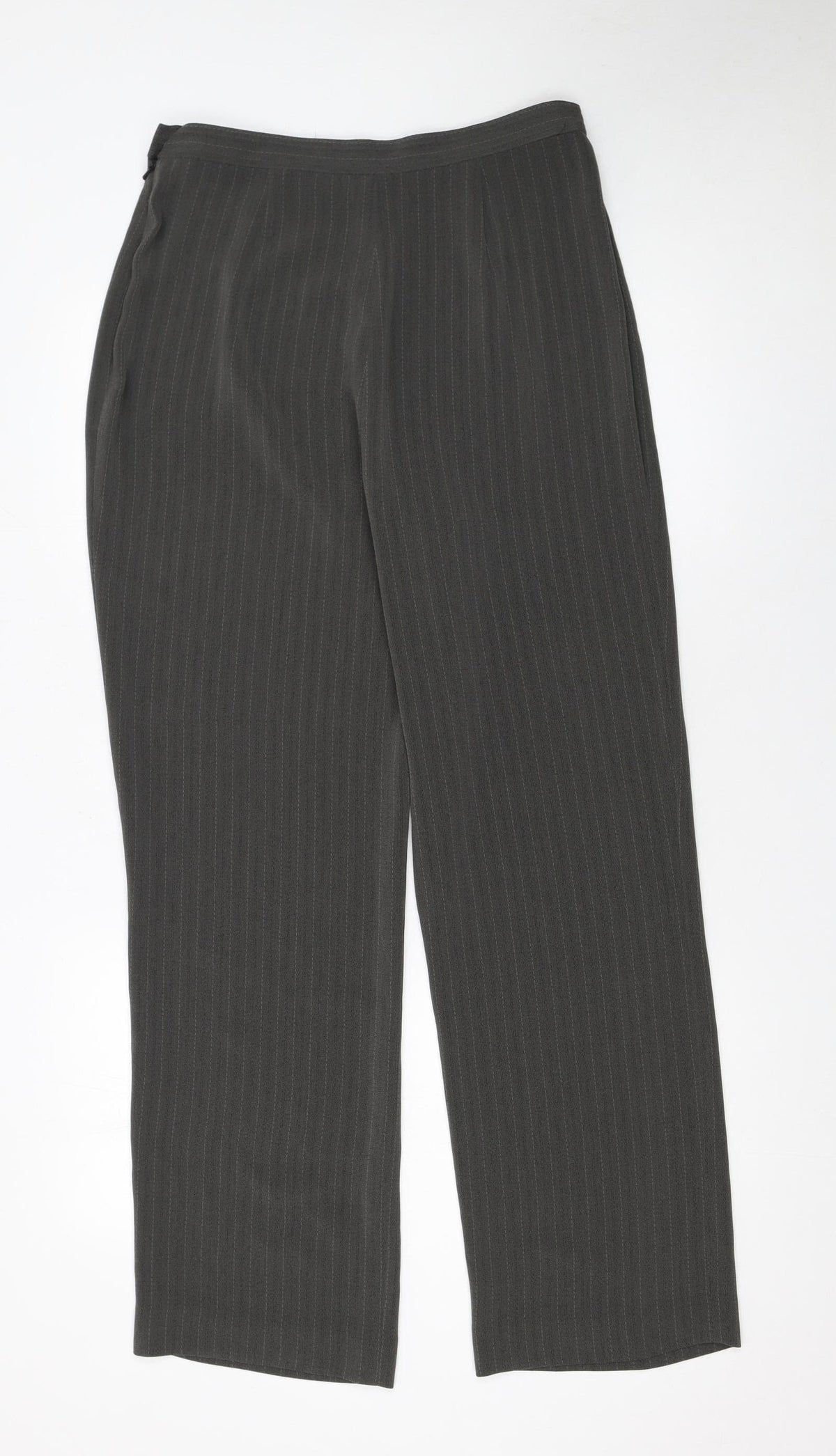 Next Women Grey Pinstripe Trousers Size 14 Regular Fit Business Workwear