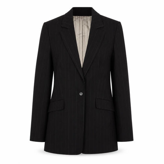 Autonomy Collection Women's Black Pinstripe Wool Blend Blazer Size 10