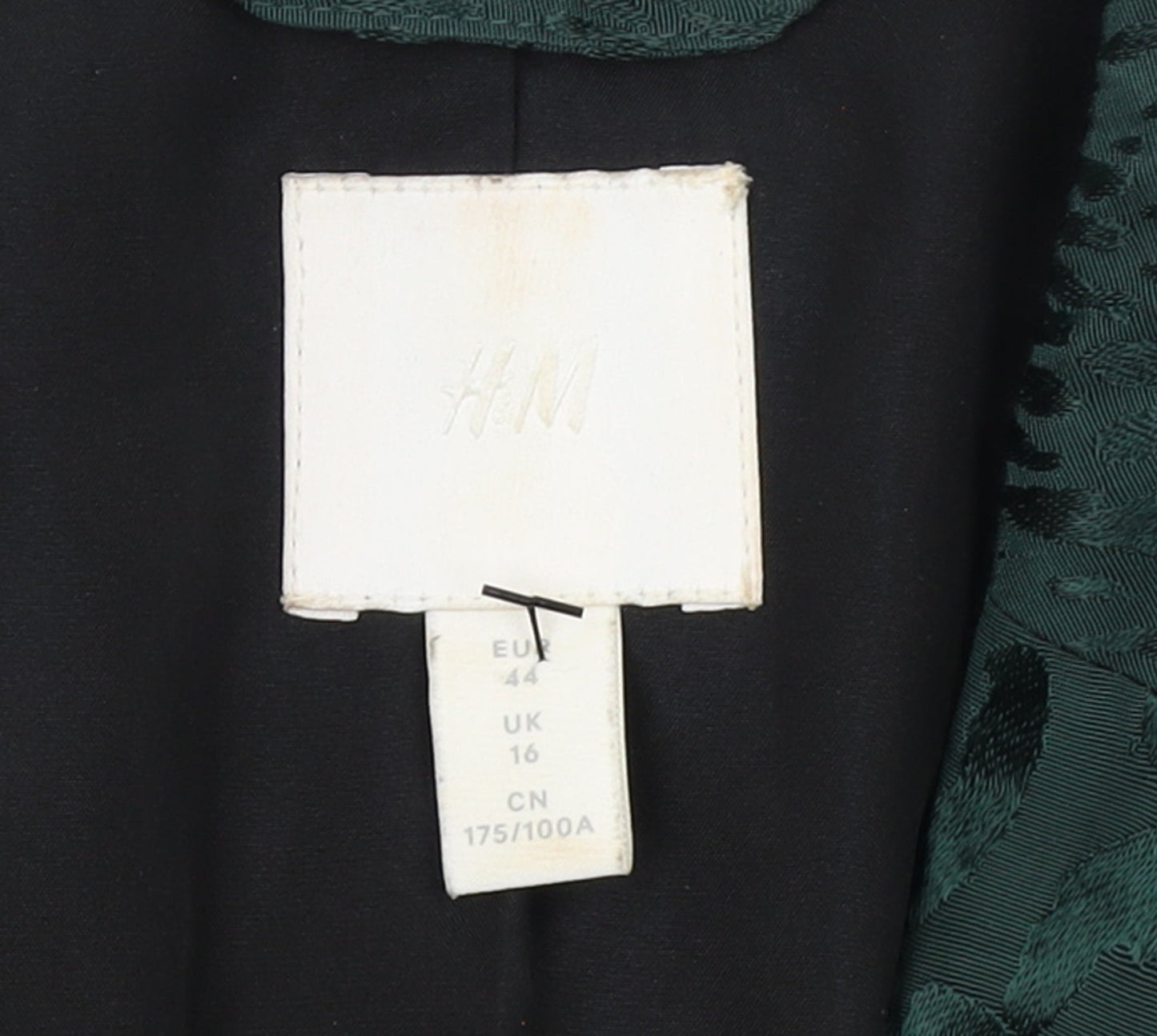 H&M Women’s Green Animal Print Viscose Blazer UK 16 Single-Breasted