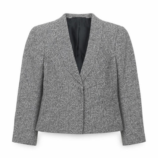 Minuet Petite Women's Black & White Herringbone Blazer UK 12 Petite