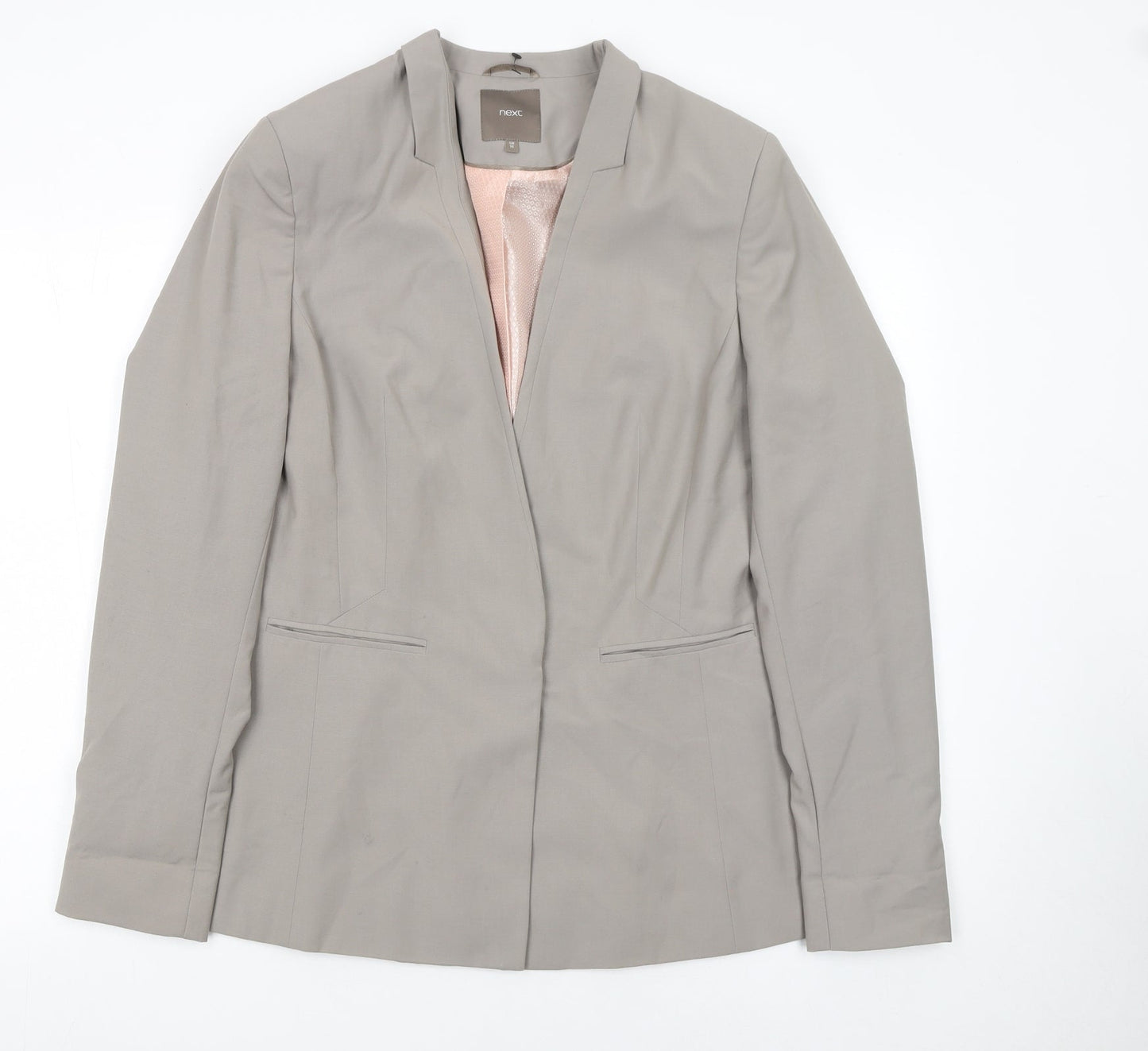 Next Women Beige Tailored Suit Jacket Size 16 Regular Lined Blazer