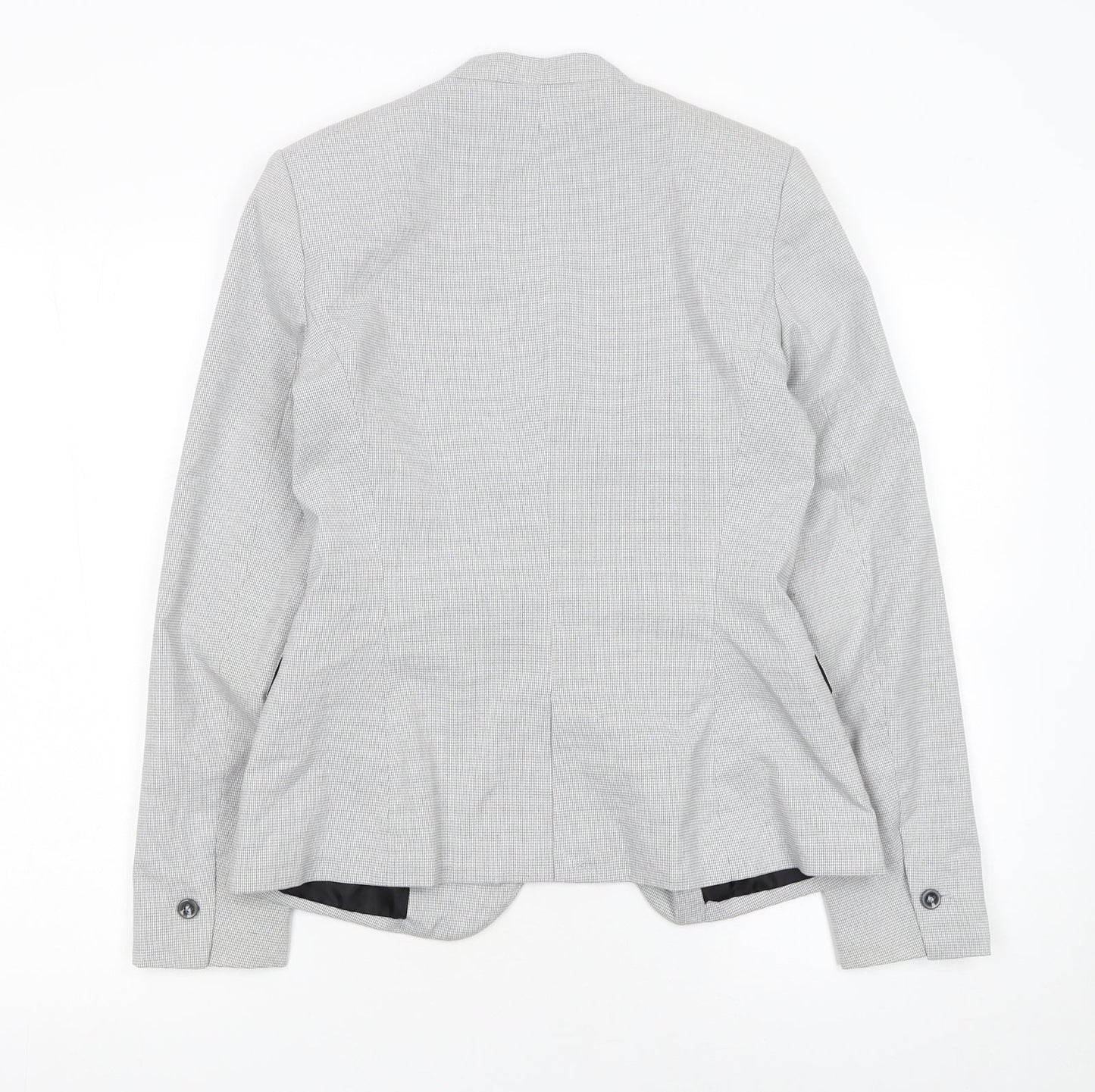 Zara Women Grey Houndstooth Slim Fit Blazer Jacket Size 8
