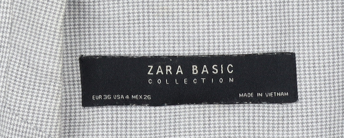 Zara Women Grey Houndstooth Slim Fit Blazer Jacket Size 8