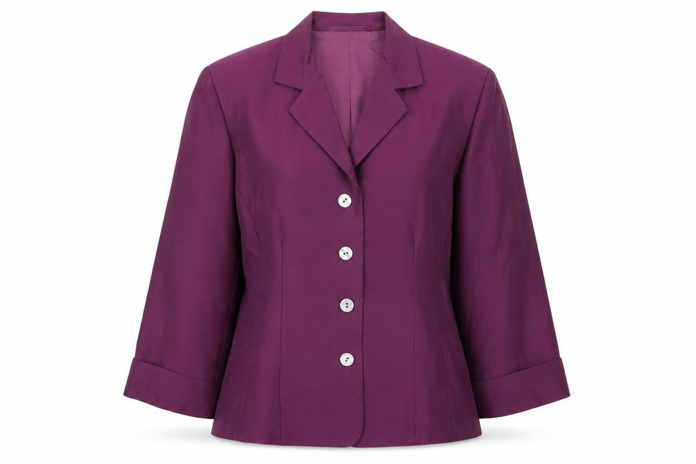 Platinum Women's Purple Silk 3/4 Sleeve Button Blouse Size 10